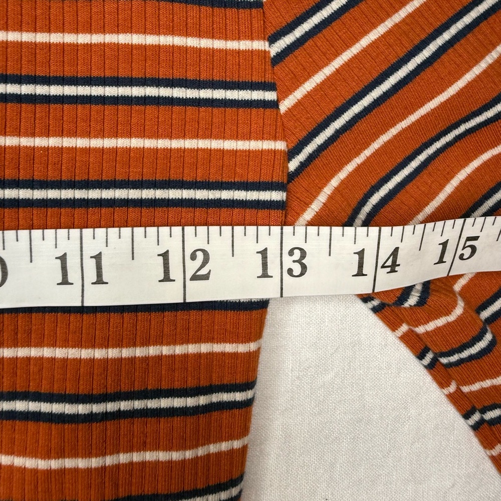 Arizona Jean Co Orange Ribbed Striped Crop Mock Turtleneck Sweater Size Small - Picture 6 of 9